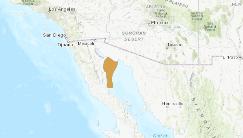 Colored area indicates the limited range of the vaquitas porpoise.